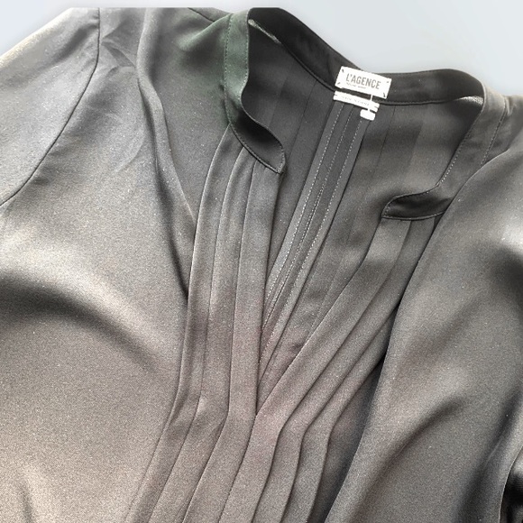 L'Agence Long-Sleeve Pleated Silk Blouse - Picture 7 of 7